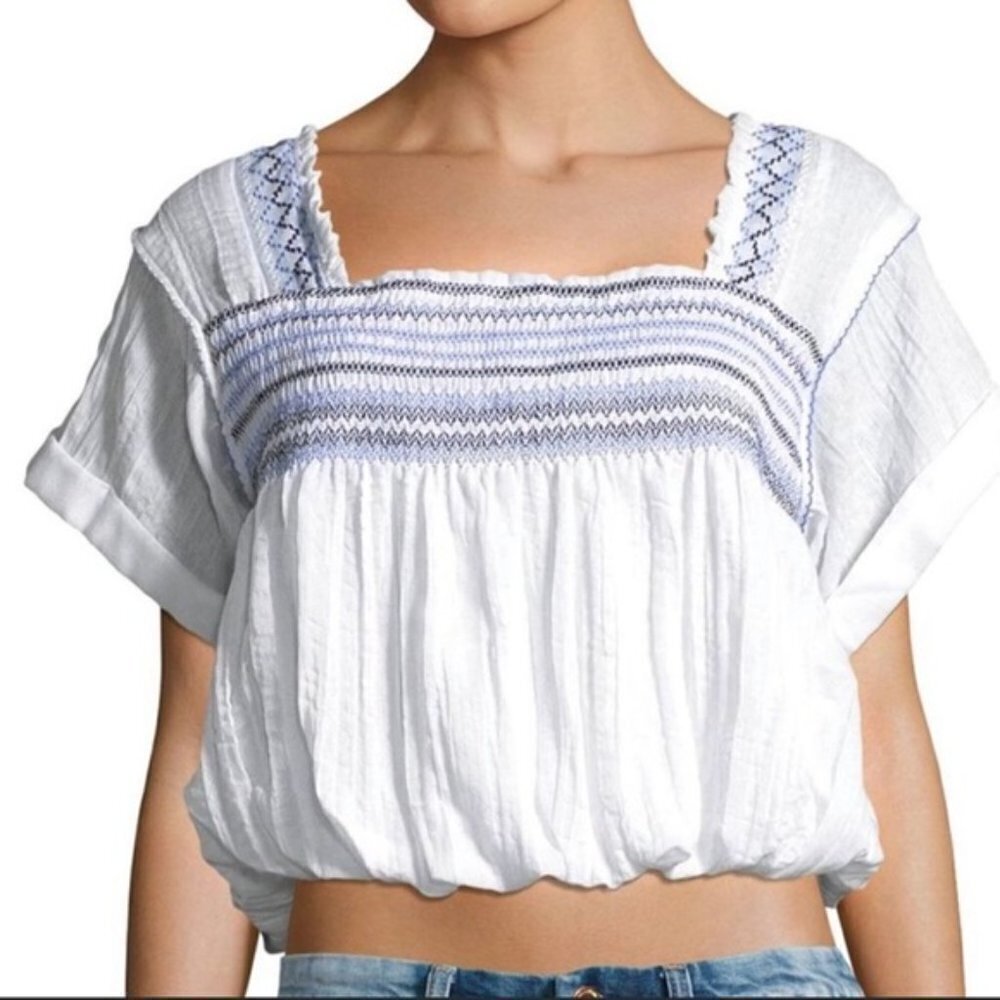 FREE PEOPLE Wandering Skies Embroidered Blouse